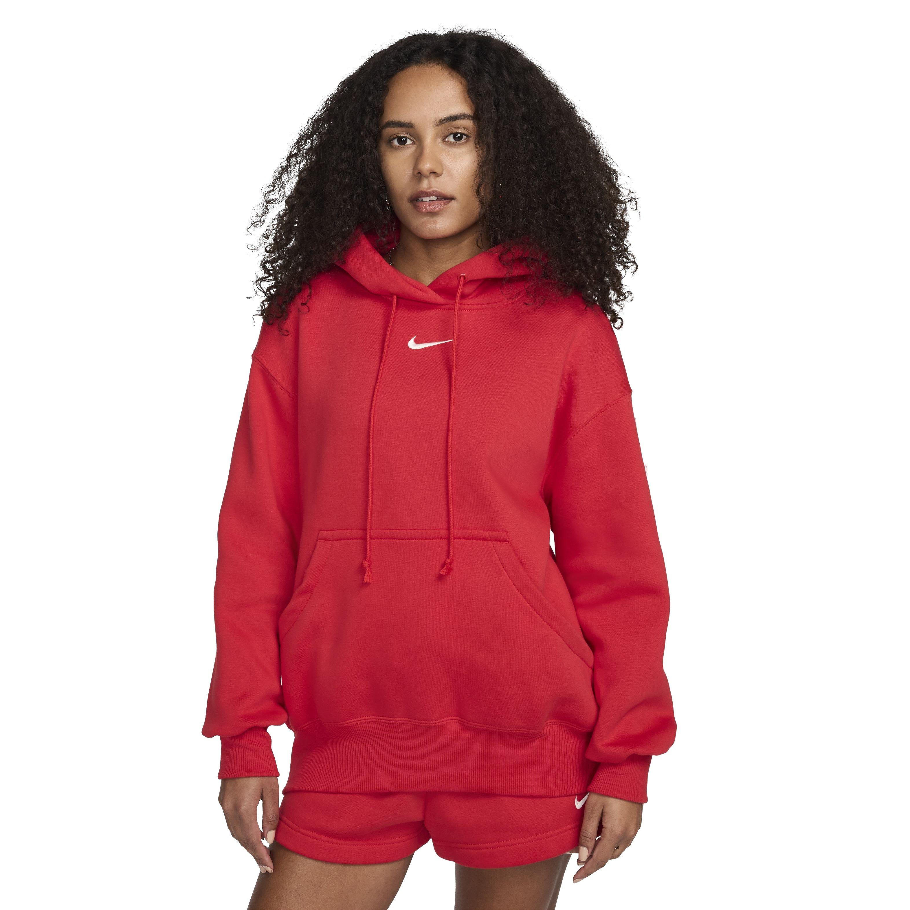 Nike Women's Sportswear Phoenix Fleece Oversized Pullover Hoodie -Red